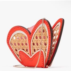 Kate Spade Wing It Wicker Butterfly coin purse with chain